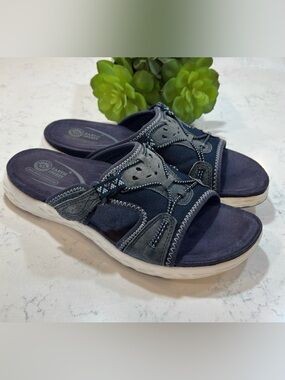 Earth Spirit comfort gel cushion Velcro blue slip on walking sandals size 9